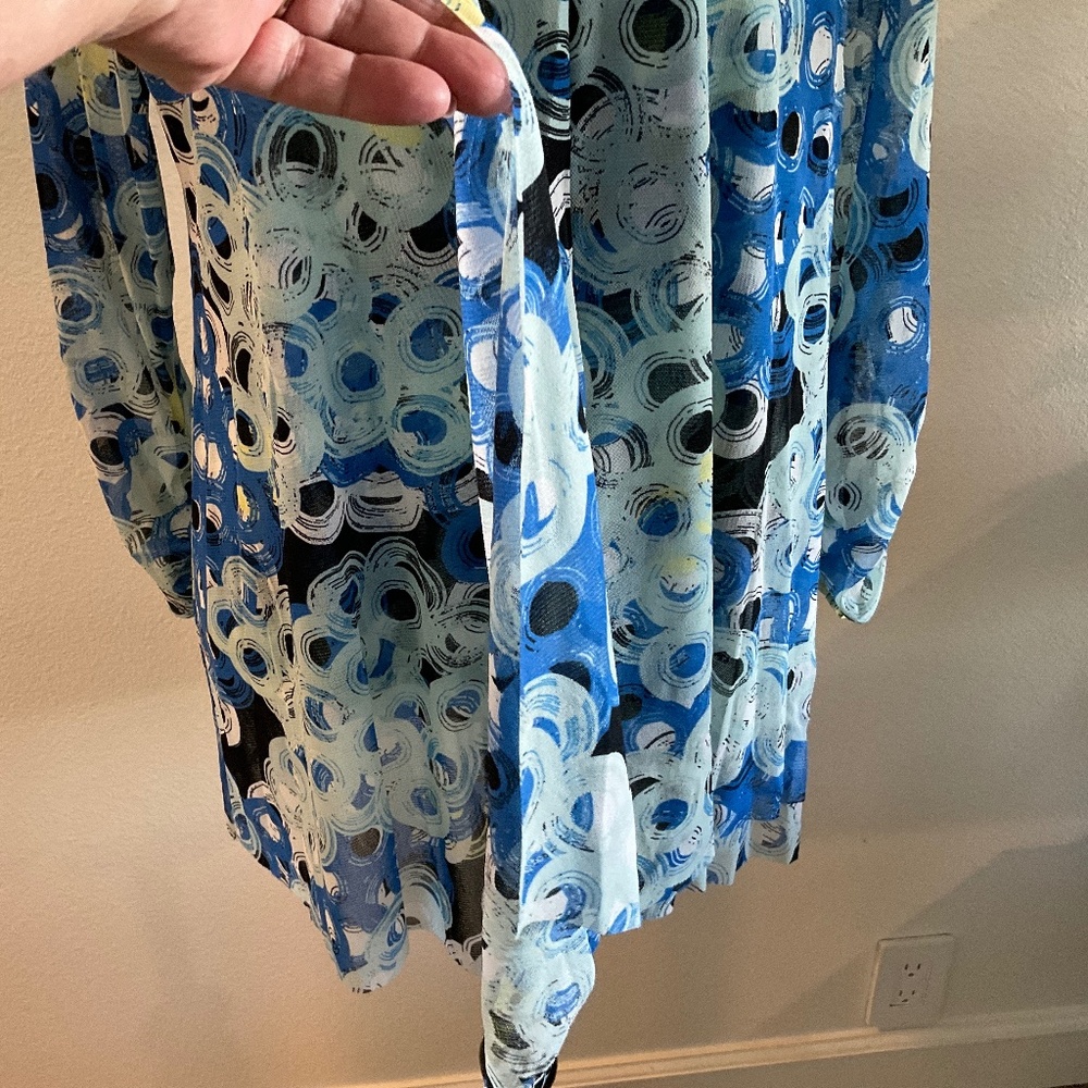 ALFANI Blue Black Lightweight Layered Blouse Size Extra Large - Picture 7 of 11